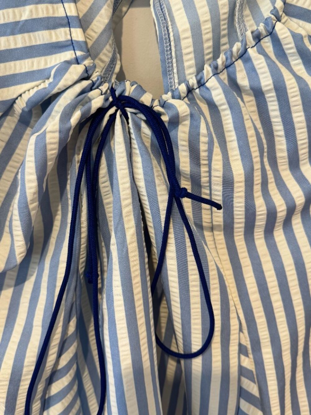 Blue and White Stripe Baby Doll Romper - Size Medium‎ - Picture 4 of 10